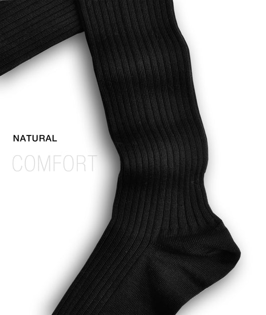 L.Martin Pima Cotton Over the Calf Dress Socks - 100% Cotton Interface - Black - 3Pair