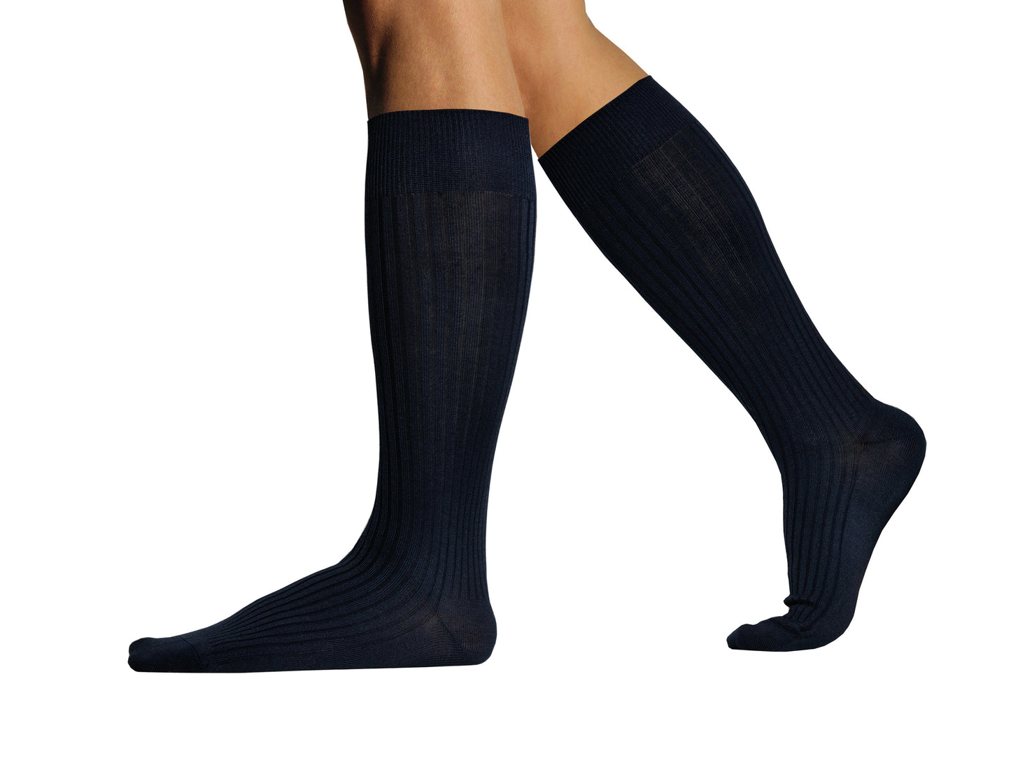 L.Martin Pima Cotton Over the Calf Dress Socks - 100% Cotton Interface - Navy Blue - 3Pair