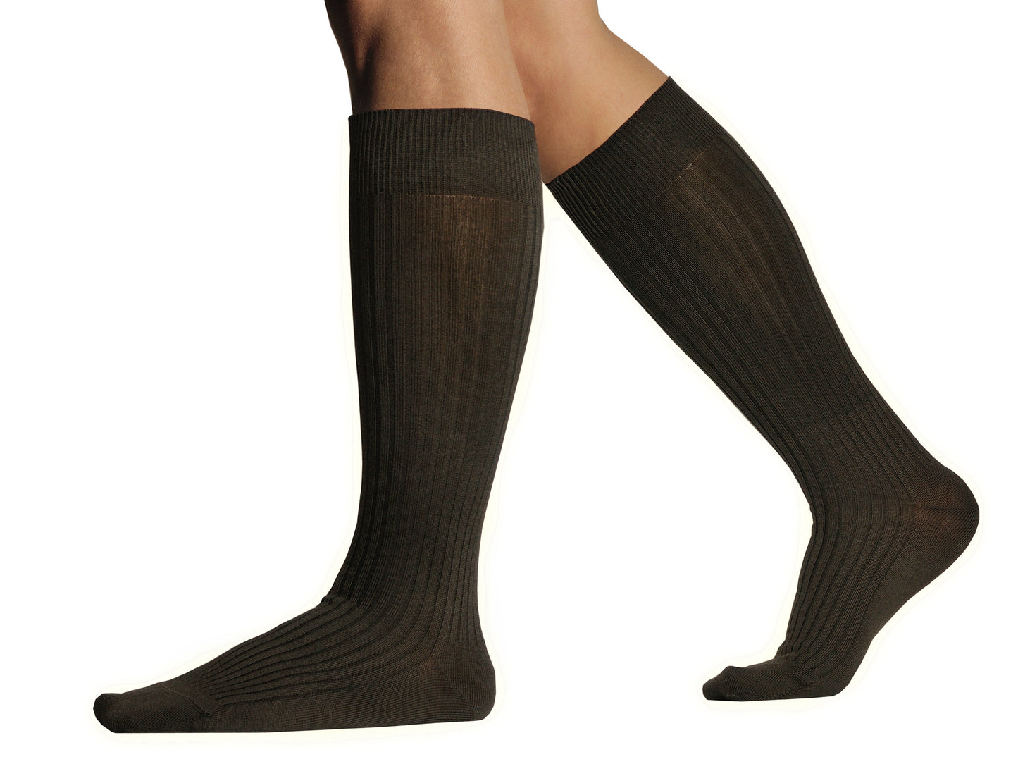 L.Martin Pima Cotton Over the Calf Dress Socks - 100% Cotton Interface - Dark Brown - 3Pair