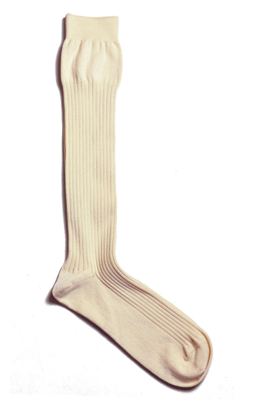 L.Martin 16" Pima Cotton Over-the-Calf Plus Dress Socks - 100% Cotton Interface - Beige - 3Pair