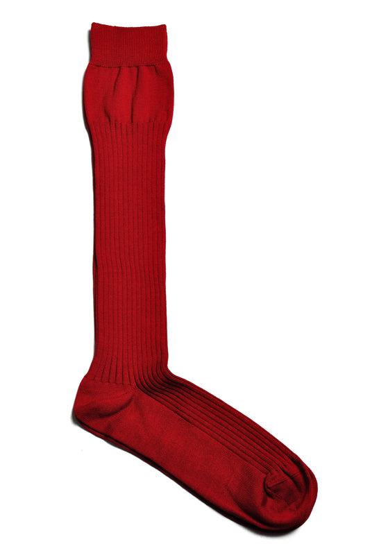 L.Martin 16" Pima Cotton Over-the-Calf Plus Dress Socks - 100% Cotton Interface - Dark Red - 3Pair