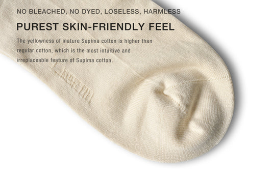 L.Martin Pima Cotton Ankle Socks for Men / Women - 100% Cotton Interface - Natural Beige - 3Pair