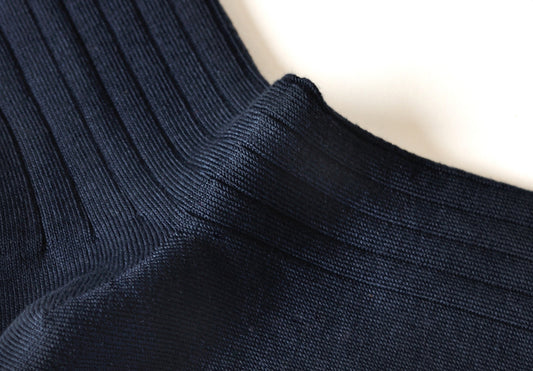 L.Martin Pima Cotton Crew Height Dress Socks for Men - 100% Cotton Interface - Navy Blue - 3Pair