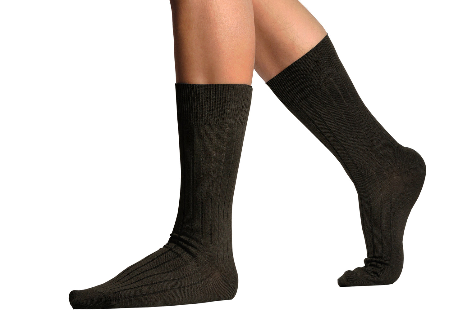 L.Martin Pima Cotton Crew Height Dress Socks for Men - 100% Cotton Interface - Dark Brown - 3Pair