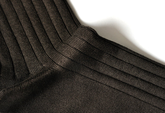 L.Martin Pima Cotton Crew Height Dress Socks for Men - 100% Cotton Interface - Dark Brown - 3Pair