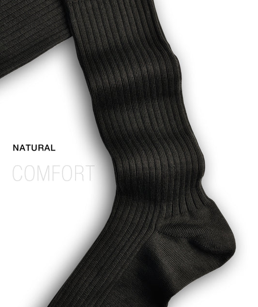 L.Martin Pima Cotton Over the Calf Dress Socks - 100% Cotton Interface - Dark Brown - 3Pair